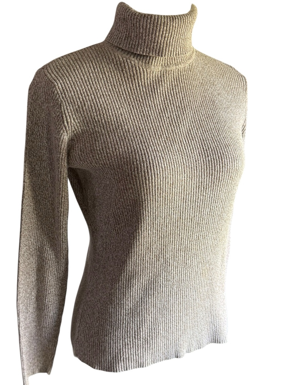 Liz Claiborne Ribbed Turtleneck Sweater - Beige Heather